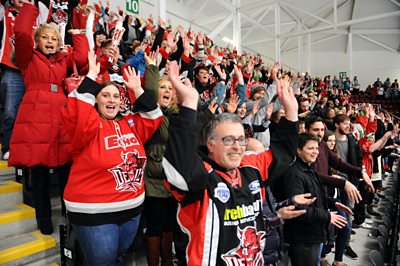 Cardiff Devils fans at Ice Arena Wales