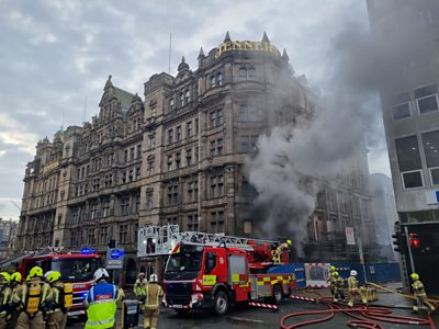 Emergency crews are dealing with a fire in the former Jenners department store in Edinburgh.