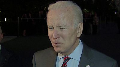 President Joe Biden speaking to reporters