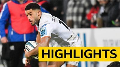 Keelan Giles of Ospreys makes a break against Zebre in the United Rugby Championship.