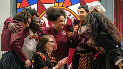 Cast members from the 2022 series of Waterloo Road. Photo Credit: BBC/Wall To Wall/Rope Ladder Fiction/David Gennard