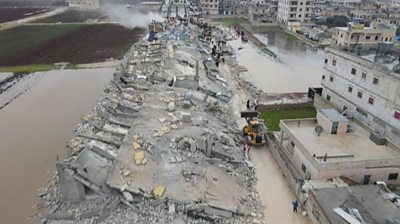 Destruction cause by earthquake in Idlib, Syria