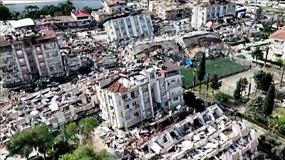 New vision shows the extent of the earthquake damage across the city in southern Turkey.