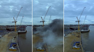 Timelapse view of Great Yarmouth bomb explosion