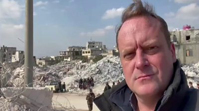 BBC correspondent Quentin Sommerville in the town of Harem in Idlib, Syria