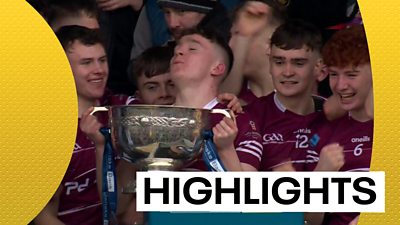 Omagh CBS captain Eoin McElholm lifts the MacRory Cup