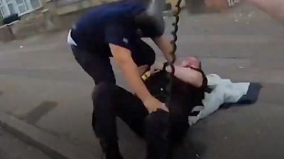 Bodycam pictures show a drug dealer attacking an officer who had chased him on foot.