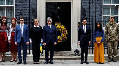 British Prime Minister Rishi Sunak has led the nation in silence from Downing Street