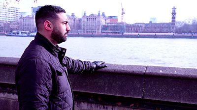 Former prisoner Marc Conway looks across over the River Thames.