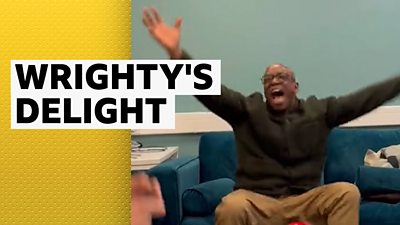 Ian Wright reacts to Arsenal's late winner against Bournemouth