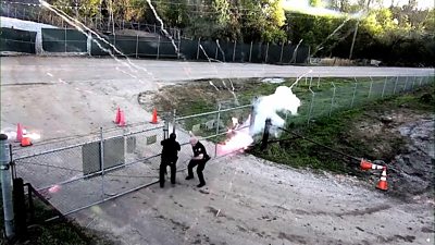 Firework thrown at police officers