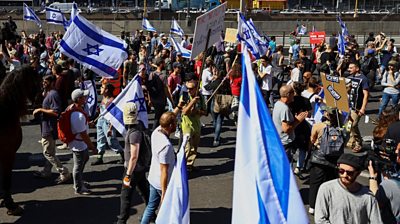 Demonstrators in Tel Aviv