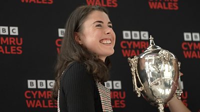 Olivia Breen receives the BBC Wales Sports Personality of the Year trophy