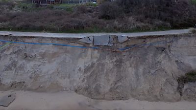 Hemsby cliff top access road collapse