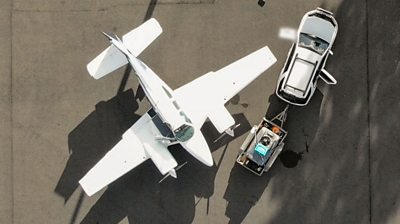 Aerial shot of light plane
