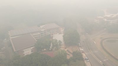 Buildings in Chiang Rai surrounded by smog