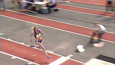 A female athlete with an outline overlaid