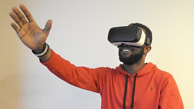 Person using a VR headset.