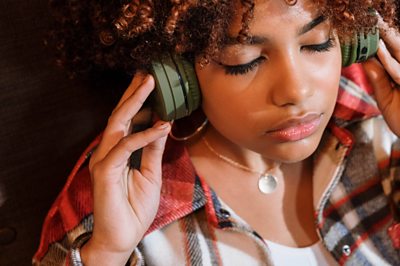 Woman using headphones