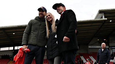 Rhiannon Roberts, Ryan Reynolds and Rob McElhenney at The Racecourse