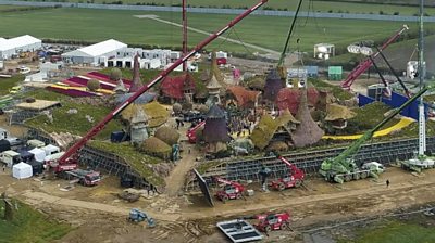 Set of Munchkinland village in for film version of Wicked