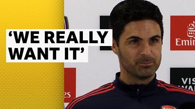 Mikel Arteta in a news conference