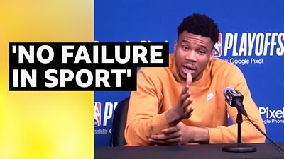 Milwaukee Bucks forward Giannis Antetokounmpo hits back at a reporter's criticism of his NBA side's season, after they fell to an unexpected first-round playoff loss to Miami Heat.
