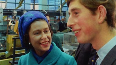 Archive image of Queen Elizabeth II and Prince Charles at the Royal Mint