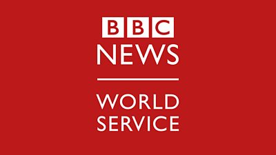 BBC News World Service is written in white on a red background