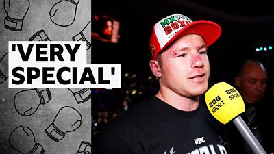 Saul 'Canelo' Alvarez talks to Steve Bunce after beating Britain's John Ryder