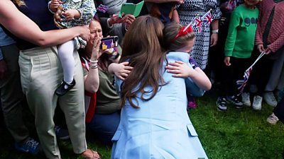 Princess of Wales hugs crying girl