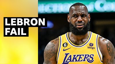 I've never seen him do that' - LeBron James fumbles dunk as Denver Nuggets beat  LA Lakers - BBC Sport