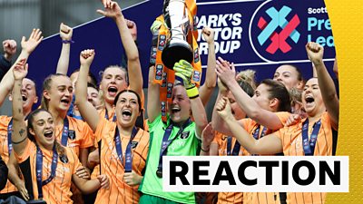 Glasgow City's Lee Gibson and Lauren Davidson after their side's 16th SWPL title win