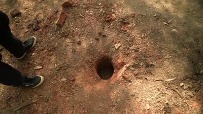 A hole at the Madeline McCann search site in Portugal
