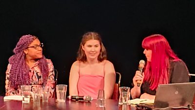 The Write Across Liverpool session with previous members Chantelle Lunt and Beth Westbrook, chaired by Lindsay Williams.