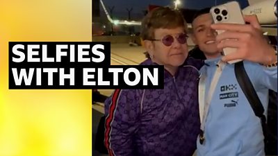 Phil Foden gets a selfie with Elton John