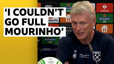David Moyes says he was "halfway down the touchline" as he saw Jarrod Bowen go through on goal in the last minute of the Europa Conference League final against Fiorentina.