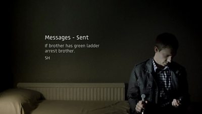 Text message displayed on screen in Sherlock