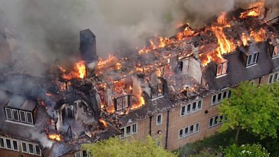 Drone footage of fire