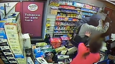 Two men who robbed a Cleethorpes convenience store with an axe have been jailed at Grimsby Crown Court for three years