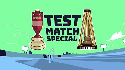 Artwork for Test Match Special features an illustration of the Ashes trophies and a cricket pitch