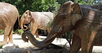 Three elephant sculptures