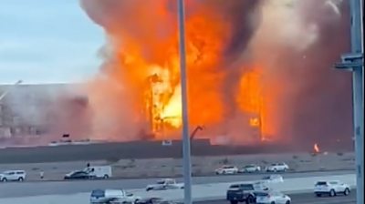 Las Vegas building on fire