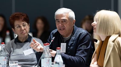 Nikolay Grigoryan at the media conference in Armenia.