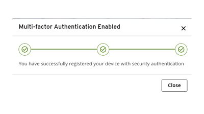 Multi-factor authentication verified screen