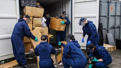 Police found over 580 tonnes of counterfeit goods in shipping containers in Manchester.