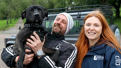 A client and their dog with Hannah Brunton of Vets in the Community