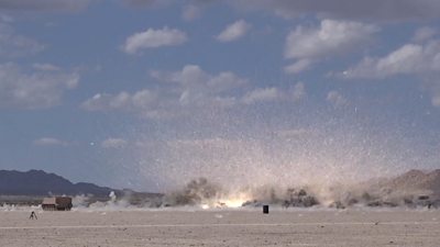 cluster bomb unit explodes at Nevada test site