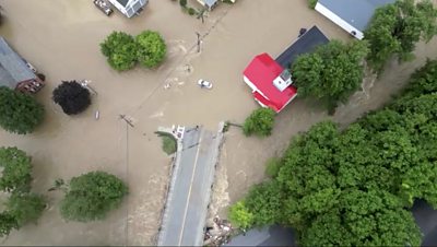 flooded streets in Vermont