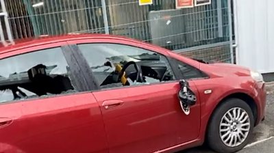 Vandalised car in Winchester